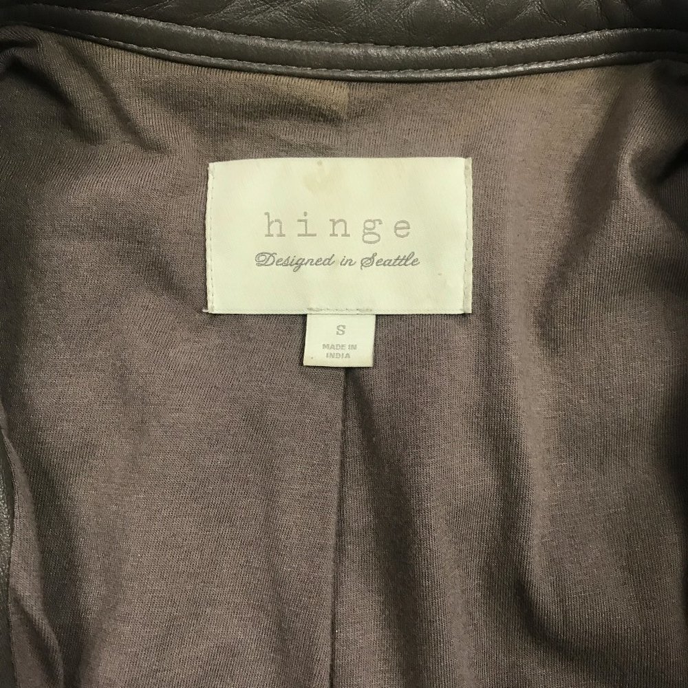 Hinge Puff Shoulder Gray fitted Leather Jacket S - Picture 12 of 12